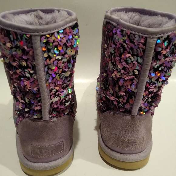 Ugg Stellar Sequin Classic Boot Purple Pink 1112244K Girls 5 - Picture 5 of 9